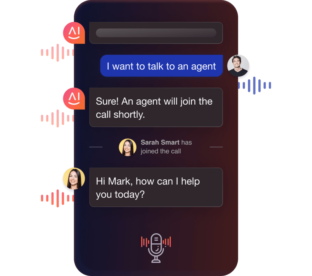 Transition from AI voice bot to human agent