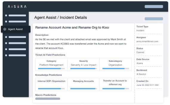AI-Assist AI Assist - recommendations and Next-Best Actions