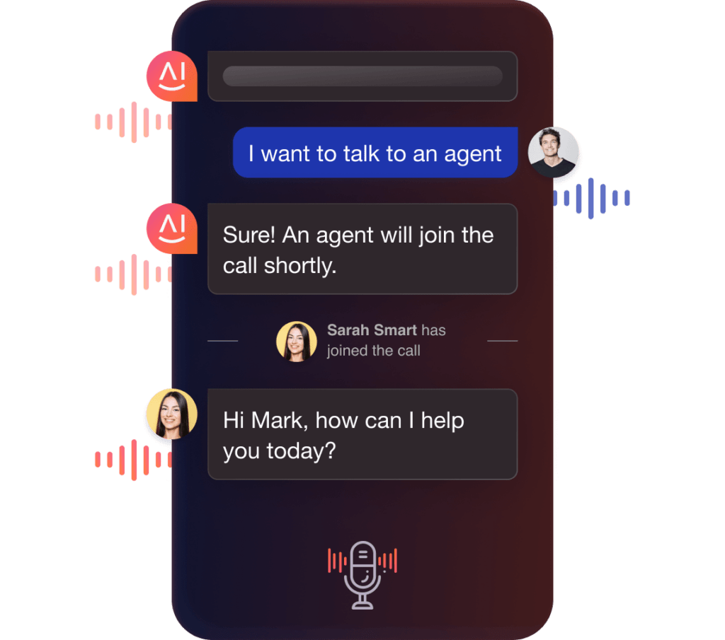 Transition from AI voice bot to human agent